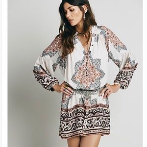 Free People Moonphase Boho Printed Mini Dress Size Medium